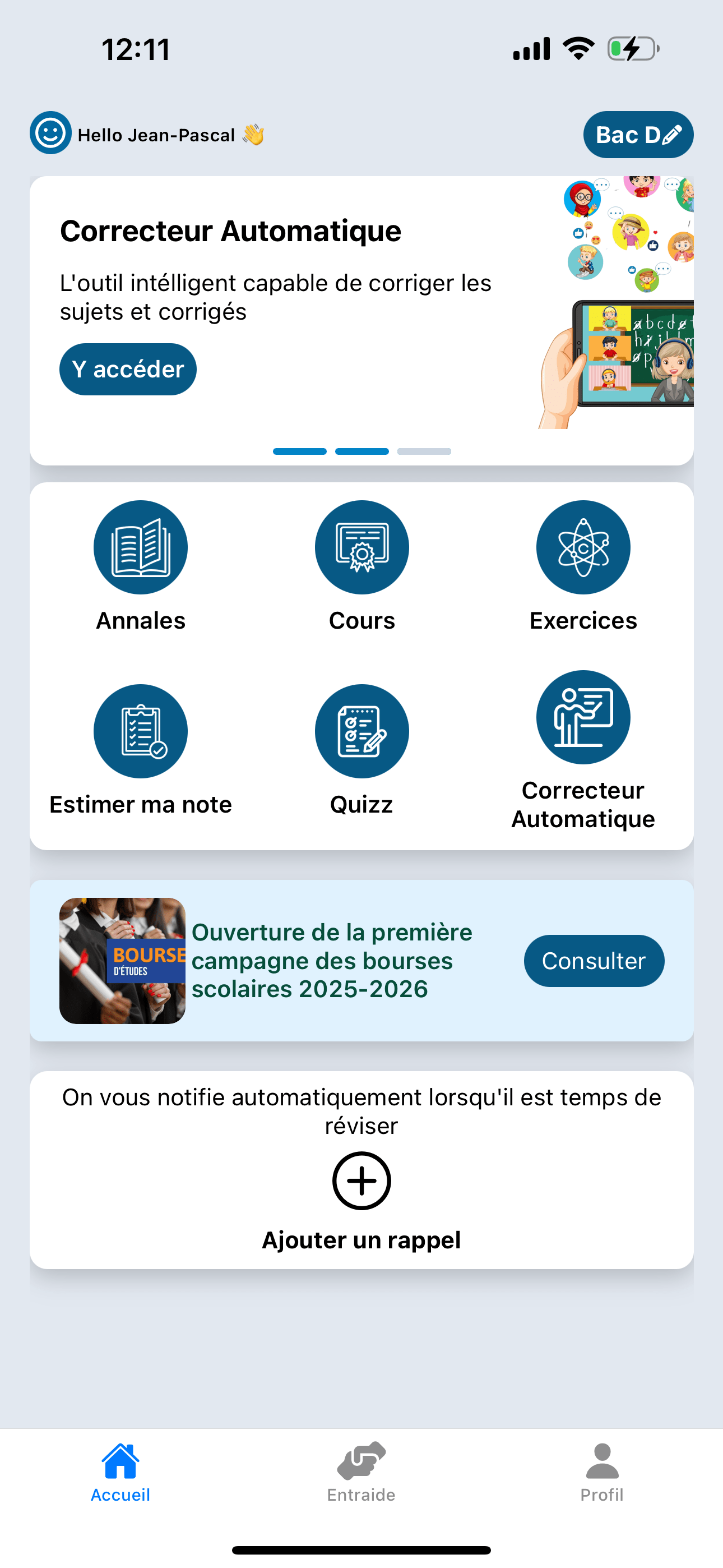 aperçu d'écran de l'application mobile OkpBac